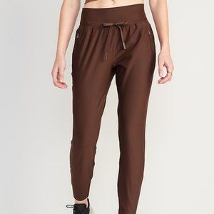 Old Navy High-Waisted PowerSoft Zip Jogger Pants Size Large Espresso Color